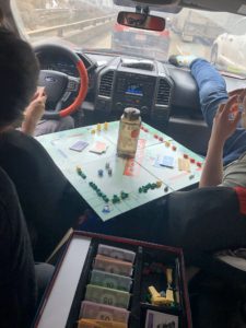 I-70 Colorado playing Monopoly during traffic jam