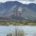 Crawford Reservoir showing boat and mountains in Crawford State Park