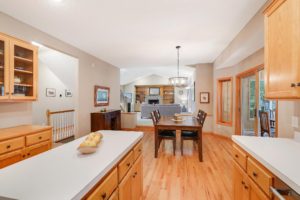 moving preparation decluttering surfaces, closets and cabinets. Photo of empty counters in kitchen.