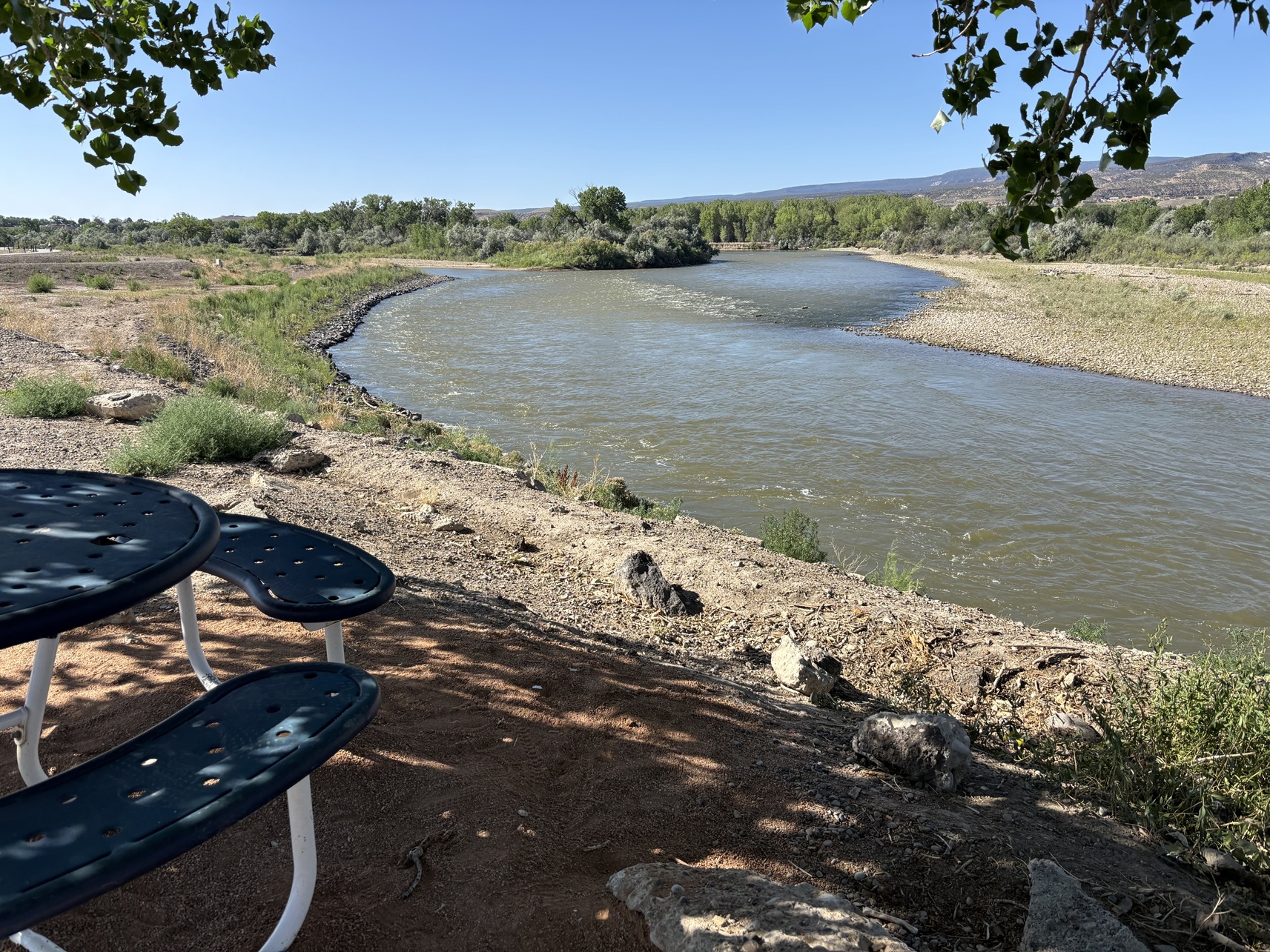 Picnic Table in shade on Riverfront Trail
