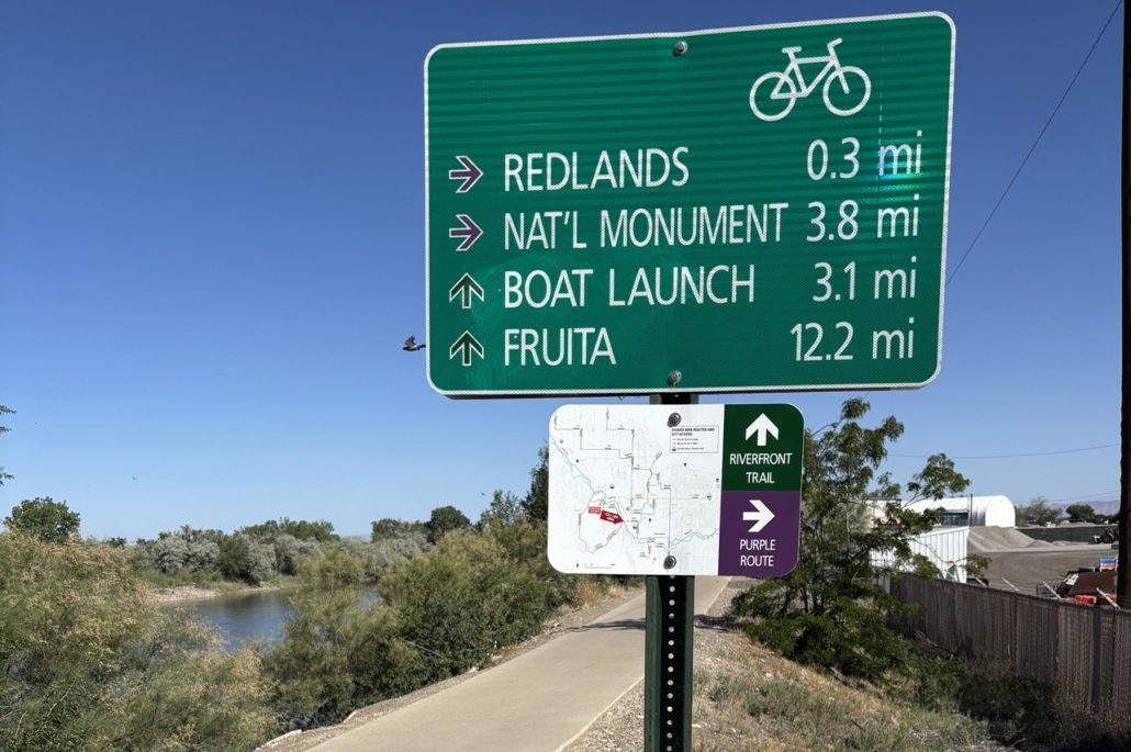 Riverfront Trail Sign feature Dos Rios Grand Junction Riverfront Trail sign