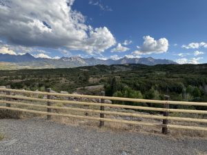 Double RL Ranch overlook with view of the San Juan Mountains