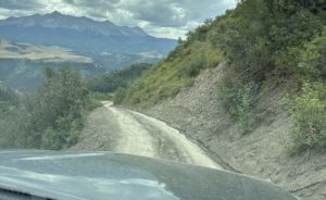 Last Dollar Road shelf, narrow spot with drop-off on one side