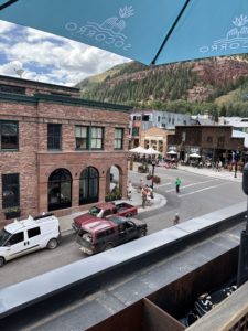 Last Dollar Saloon roof looking down to Colorado Avenue