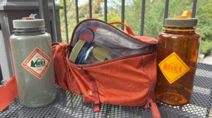 waist pack and 3 Nalgene hard plastic water bottles