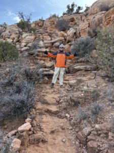 Paul at the rock scramble part of the Tower Arch hike