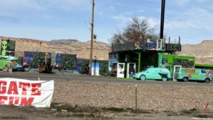 I-70 gas station with Scooby Doo Mystery Machine parked out front