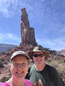 Michelle and Paul Aspelin at the base of Independence Monument