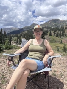 Michelle Aspelin Red Mountain Mining Area Trail Michelle Aspelin at Red Mountain Mining Area Trail lunch stop
