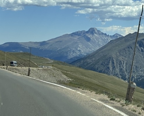 Rocky Mountain National Park on Trail Ridge road above tree line with mountains in the background