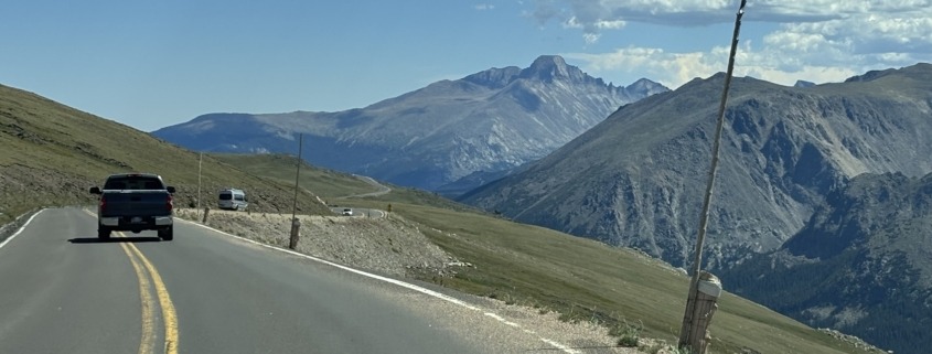 Rocky Mountain National Park on Trail Ridge road above tree line with mountains in the background