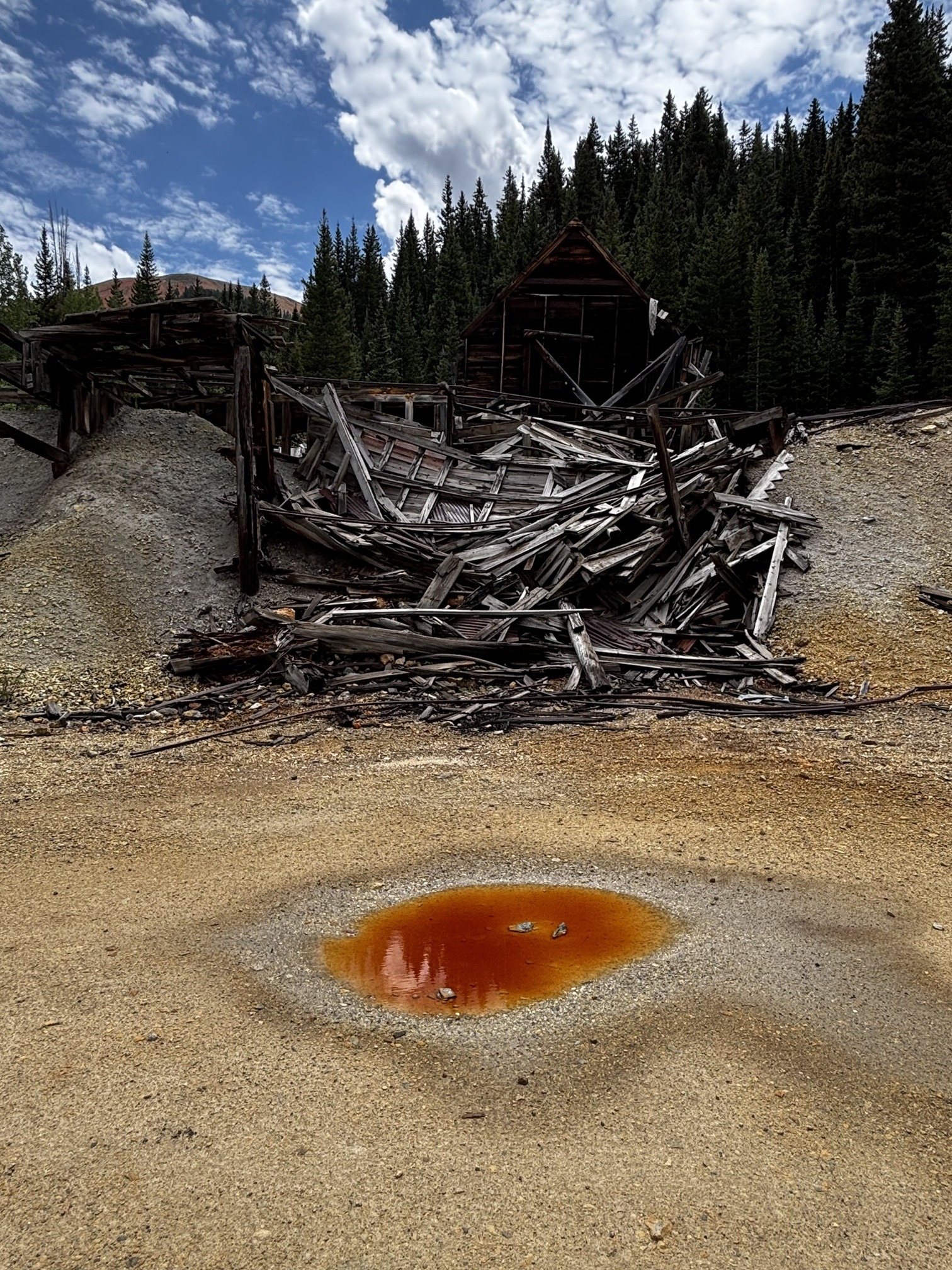 Yankee Girl Mine building and puddle