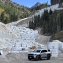 Marble CO day trip from Grand Junction showing our 4Runner parked in front of the Marble quarry entrance